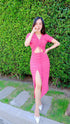 Ladies Sexy Hollow Out Ruched Up Slit Dresses